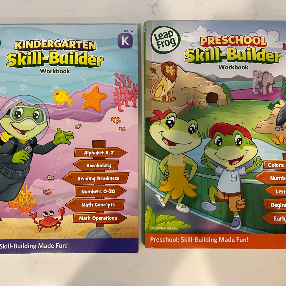 Set of 2 New Leap Frog workbooks PreK and Kindergarten Skill Builder